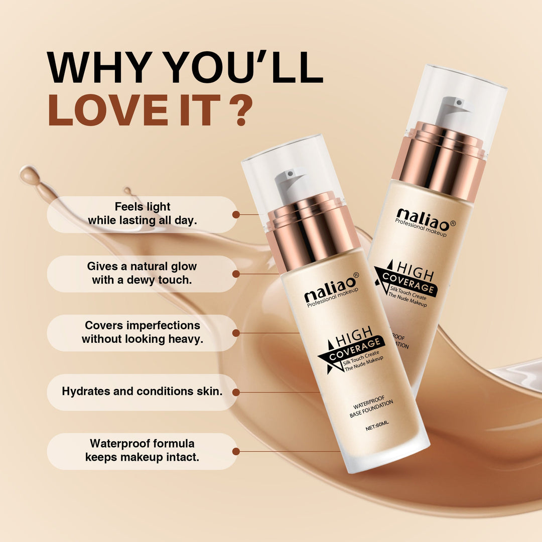 Maliao High Coverage Waterproof Base Foundation - Flawless All-Day Wear - 02 Soft Ivory