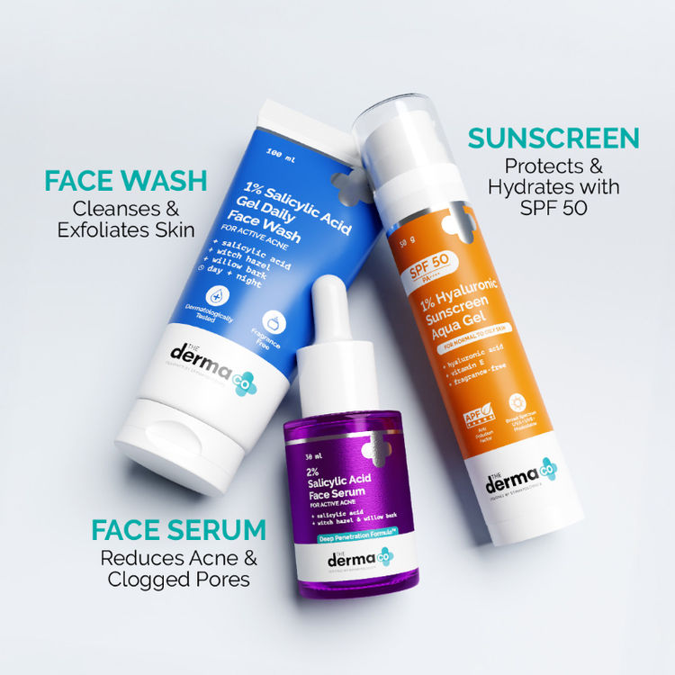 The Derma Co Summer Essential Bestseller Kit With Salicylic & Hyaluronic For Active Acne
(3 pcs)