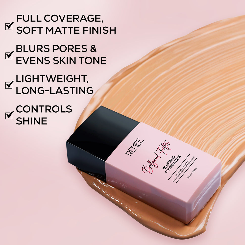 RENEE Bollywood Filter Pore Minimising Blurring Liquid Foundation With Matte Finish & Full Coverage (2 Biscoff Blur)