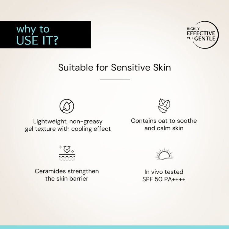 Deconstruct Oats & Ceramide Gel Sunscreen In Vivo Tested SPF 50 PA+++
(50g)