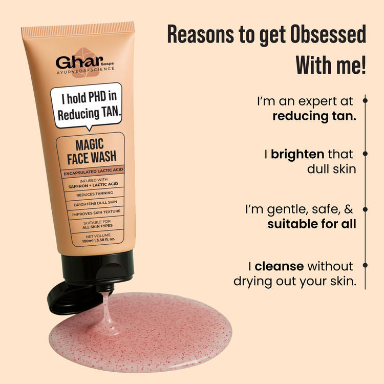 Ghar Soaps Magic Face Wash | For reducing tan | With Saffron | For all skin types - Pack of 1
(100ml)