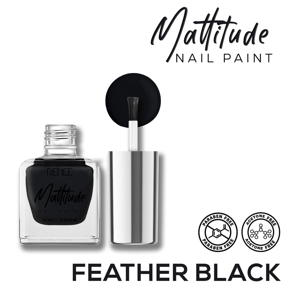 RENEE Mattitude Nail Paint 10ml (05 Feather Black)