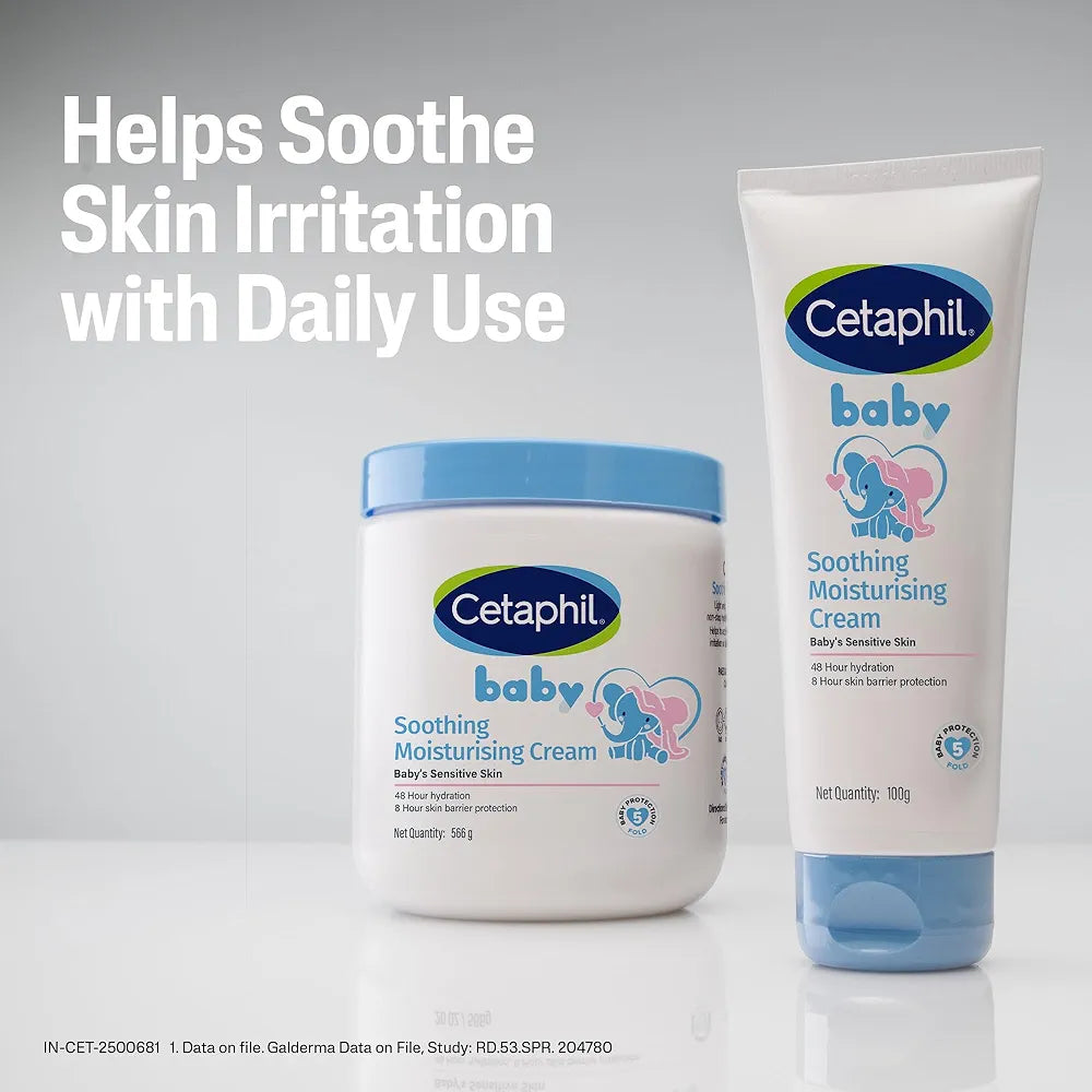 Cetaphil Baby Soothing Moisturising Cream 100 g for Newborns & Babies | 48H Hydration & 8H Skin Barrier Protection (100g)