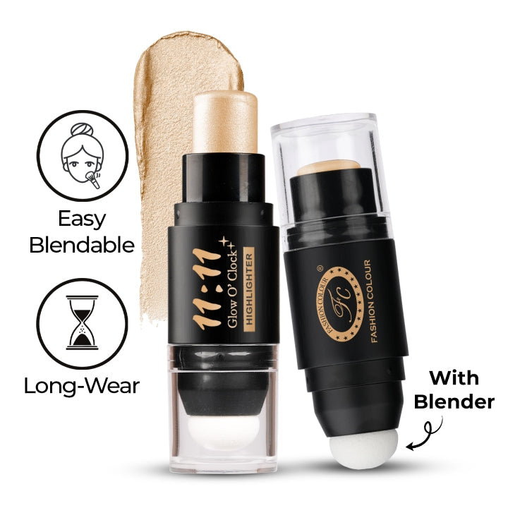Fashion Color 11:11 Glow O’Clock Highlighter Stick – Long-Lasting Cream Highlighter for Face & Body(Aurora Pearl)