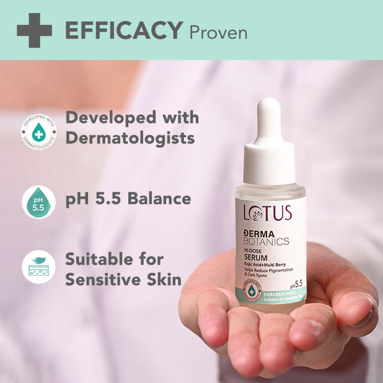 Lotus Herbals Lotus Dermabotanics Kojic Acid + Multi Berry Hi-Dose Serum, pH5.5, For Sensitive Skin (28ml)