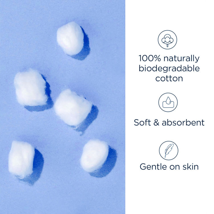 GUBB Hypoallergenic 100% White Cotton Balls For Face Cleansing & Makeup Removal - 50 Pieces (50pcs)