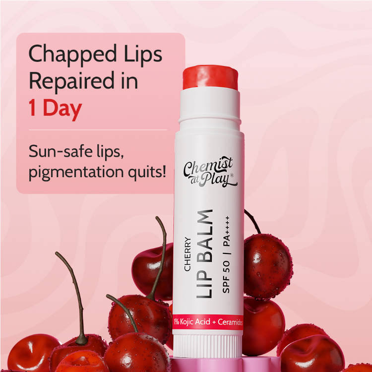 Chemist at Play Cherry Lip Balm SPF 50 Brightens & Repairs Chapped Lips 24HR Moisture (4.5g)