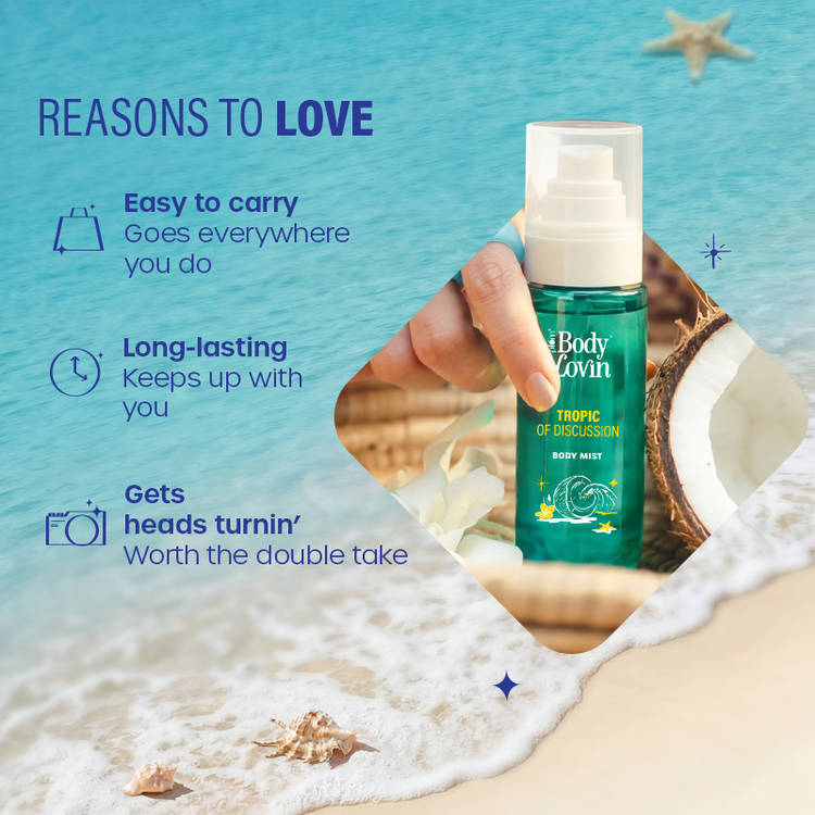 Plum BodyLovin’ Tropic Of Discussion Body Mist, Long-Lasting, Fresh Tropical Fragrance (100ml)