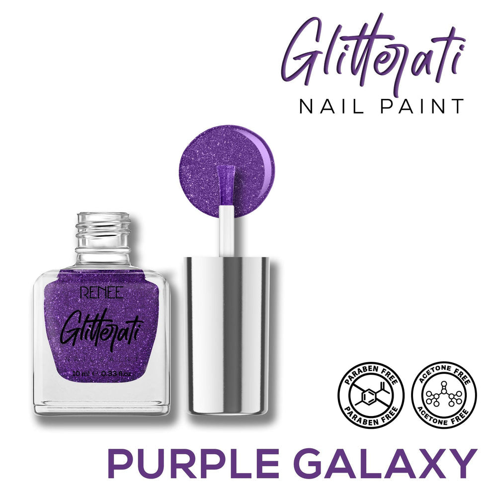 RENEE Glitterati Nail Paint (03 Purple Galaxy)
