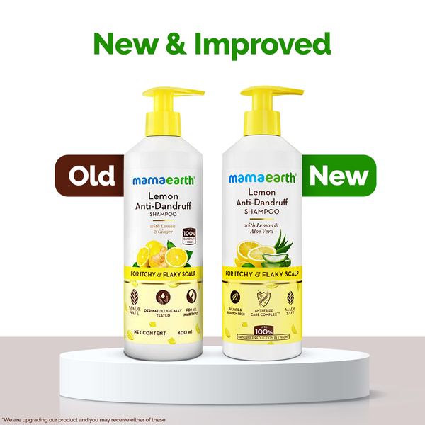 Mamaearth Lemon Anti-Dandruff Shampoo with Lemon & Aloe Vera for Itchy & Flaky Scalp - 400ml