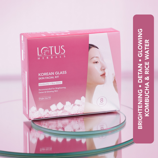 Lotus Herbals Korean Glass 8-Step Skin Facial Kit with Kombucha & Rice Water / 101g