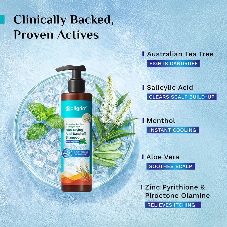 Pilgrim Australian Tea Tree & Salicylic Acid Cool Menthol Non-Drying Anti-Dandruff Shampoo (200ml)