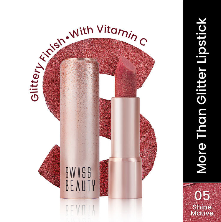 Swiss Beauty More Than Glitter Lipstick (5 Shine Mauve)