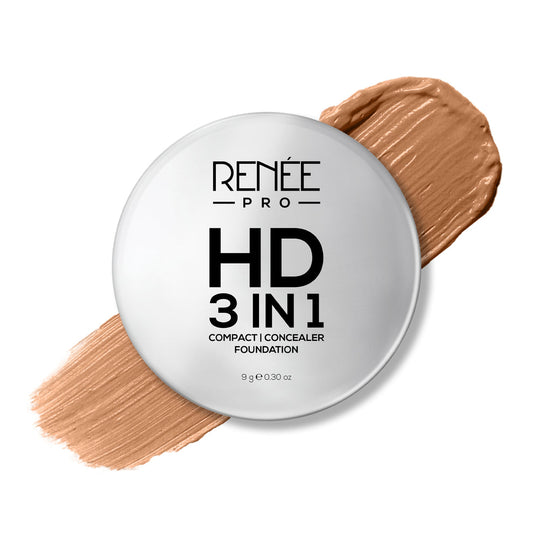 RENEE Pro HD 3-IN-1 Compact, Works as Concealer, Foundation & Powder With SPF 20 (Sable)