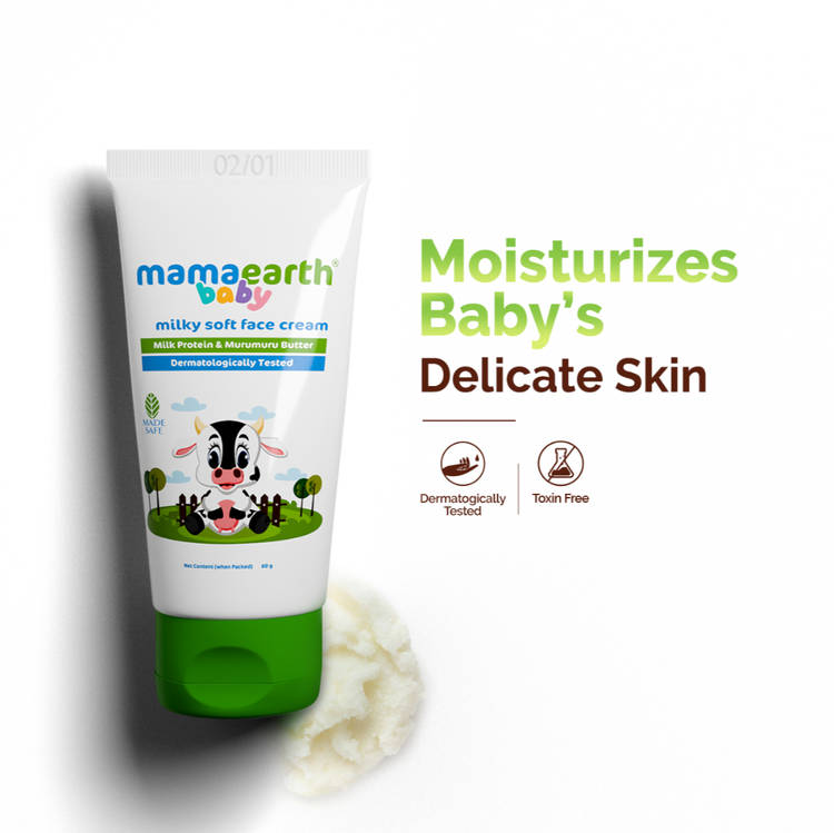 Mamaearth Milky Soft Face Cream for Babies with Milk Protein Murumuru Butter (60gm)