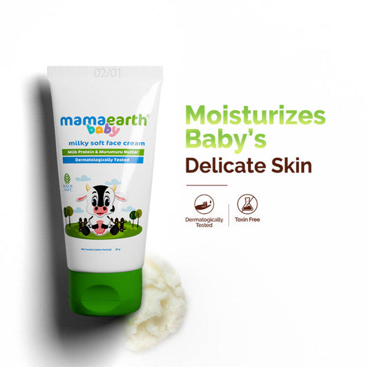 Mamaearth Milky Soft Face Cream for Babies with Milk Protein Murumuru Butter (60gm)