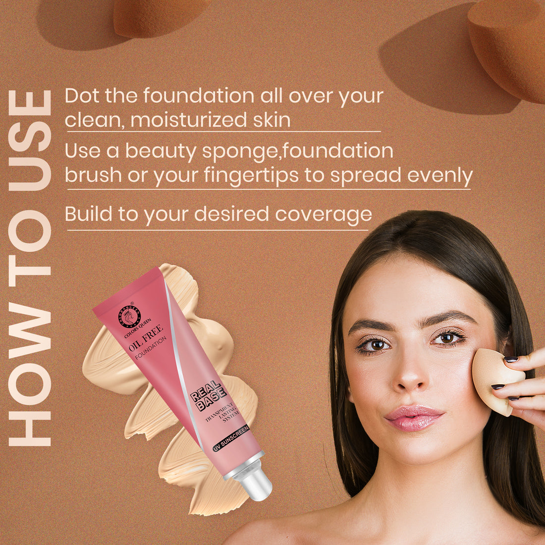 Colors Queen Real Base Oil Free Waterproof Foundation (01 Classic Ivory)