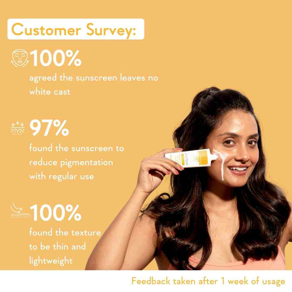 Wishcare Vitamin C Pure Glow Milk Sunscreen | SPF 50 PA++++
Lightweight Sunscreen with 8 hrs+ Sun Protection | 50gm