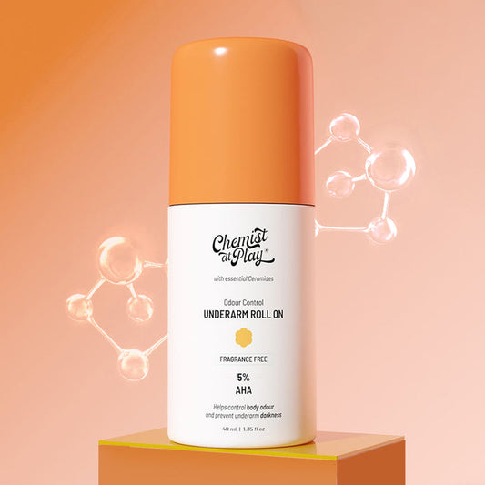 Chemist At Play 5% AHA Underarm Roll On for Odour Control & Pigmentation (Fragrance Free) - 40 ml