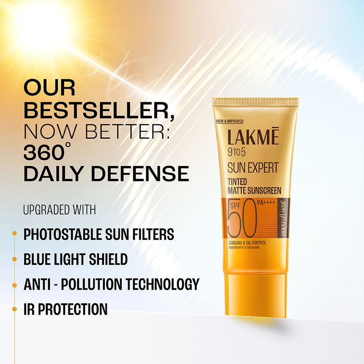 Lakme Sun Expert Tinted Sunscreen SPF 50 PA +++, Broad Spectrum UVA/B protection
(100ml)