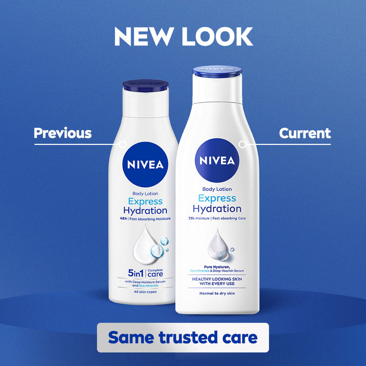 NIVEA Express Hydration BODY LOTION with Sea Minerals - 5 in 1 COMPLETE CARE for 48H Moisturization
(200ml)