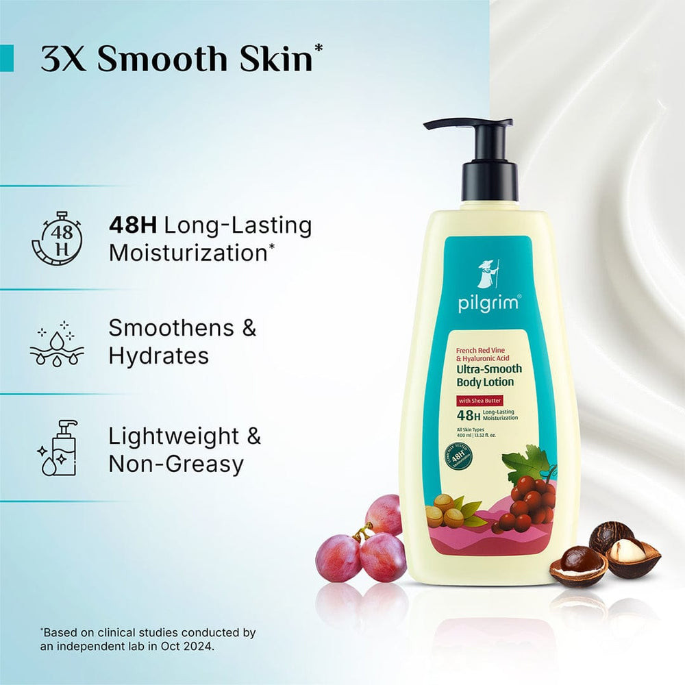Pilgrim French Red Vine & Hyaluronic Acid Ultra-Smooth Body Lotion
Experience Ultra-Smooth Skin