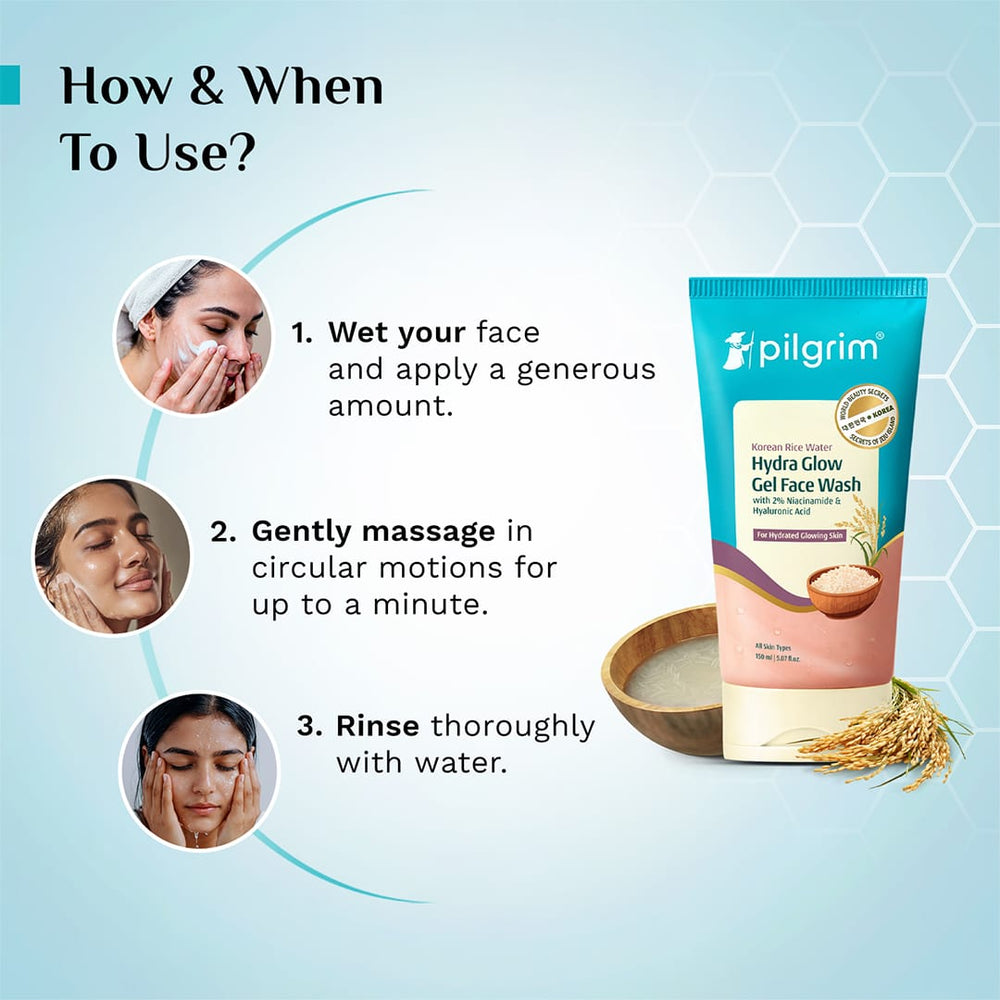 Pilgrim Korean Rice Water Hydra Glow Gel Face Wash / 150ml