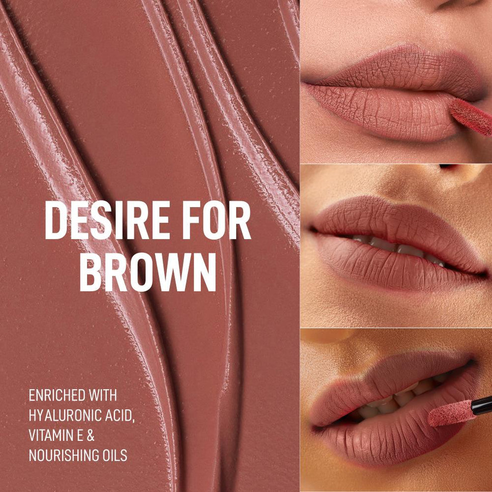 RENEE Stay With Me Matte Liquid Lipstick (01 Desire for Brown)