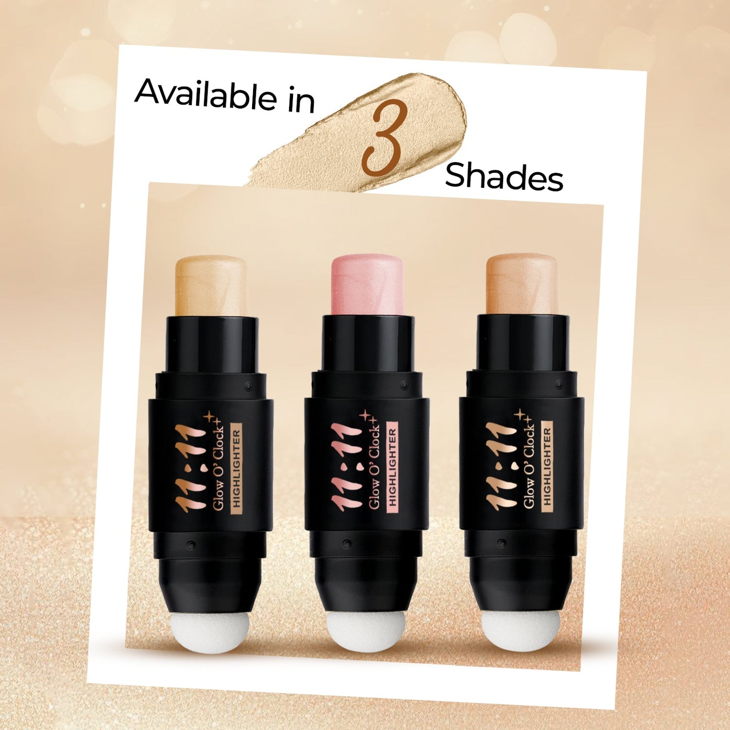 Fashion Color 11:11 Glow O’Clock Highlighter Stick – Long-Lasting Cream Highlighter for Face & Body(Champagne Gold)