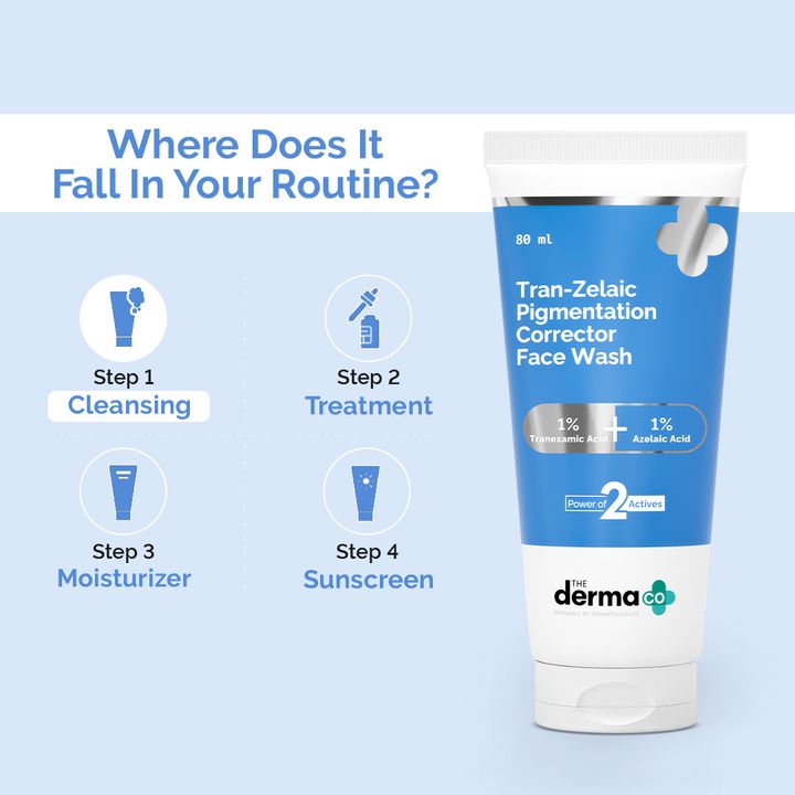 The Derma Co Tran-Zelaic Pigmentation Corrector Face Wash with Tranexamic Acid & Azelaic Acid - 80 ml
