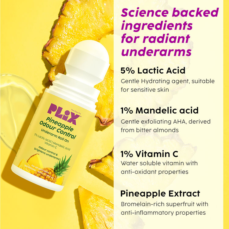 Plix Pineapple Odour Control Underarm Roll-On
(50ml)