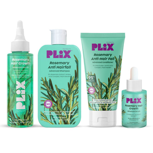Plix Rosemary Anti Hairfall Kit - Hair Oil, Shampoo, Conditioner & Serum
(500ml)
