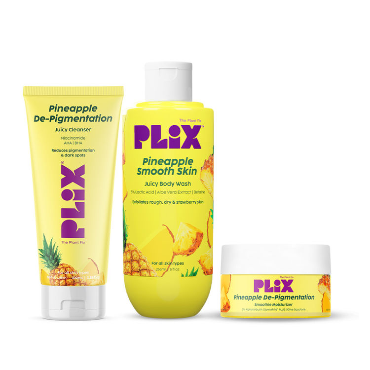 Plix Pineapple Duo With Body Wash & De-Pigmentation Facewash & Moisturizer 
(3 pcs)