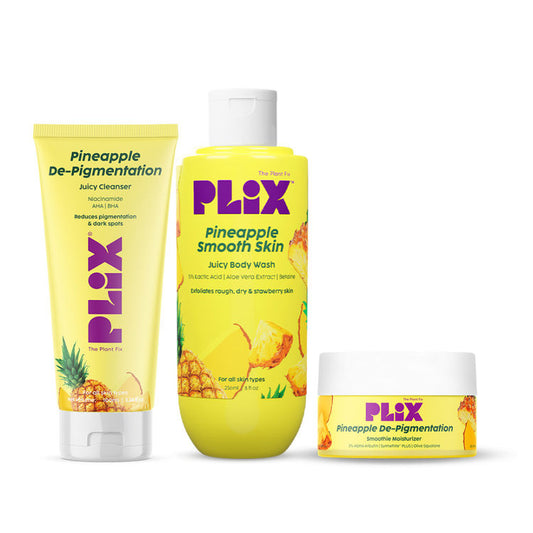 Plix Pineapple Duo With Body Wash & De-Pigmentation Facewash & Moisturizer 
(3 pcs)