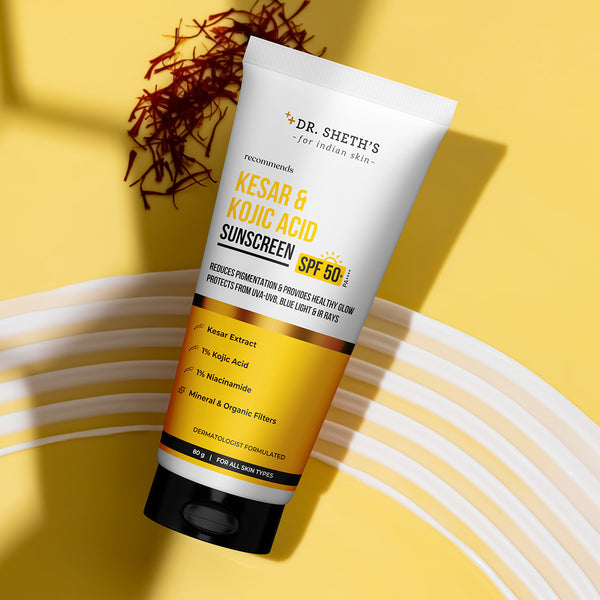 Dr. Sheth's Kesar & Kojic Acid Sunscreen - 80g In-Vivo Tested SPF 50+ PA ++++