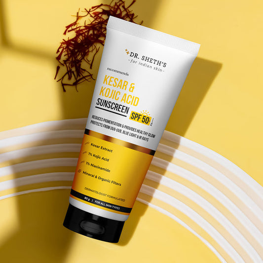Dr. Sheth's Kesar & Kojic Acid Sunscreen - 80g In-Vivo Tested SPF 50+ PA ++++