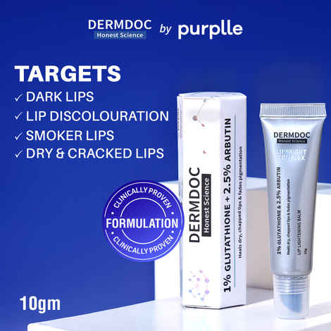DERMDOC LipBright Treatment 1% Glutathione + 2.5% Arbutin Lip Balm (10 gm)