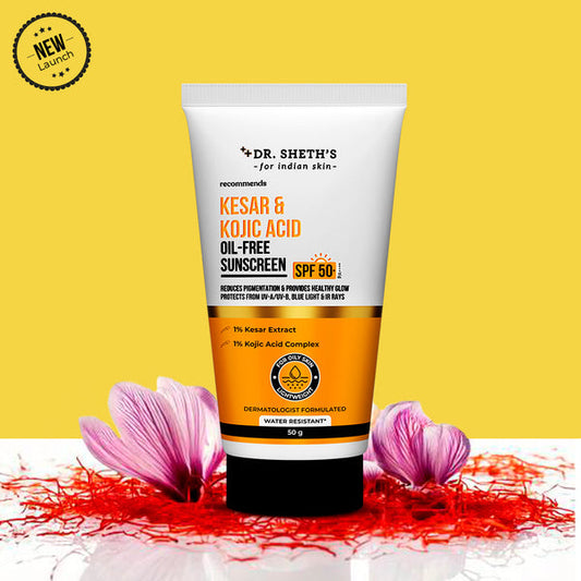 Dr. Sheth's Kesar & Kojic Acid Oil Free Sunscreen - 50g In-Vivo Tested SPF 50+ PA ++++ 50g