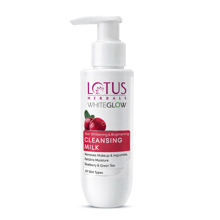 Lotus Herbals Whiteglow Skin Whitening & Brightening Cleansing Milk, Makeup Remover, All Skin Types (80ml)