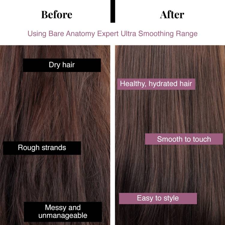 Bare Anatomy Ultra Smoothing Shampoo for Dry and Frizzy Hair Niacinamide Paraben & Sulphate Free (250ml)