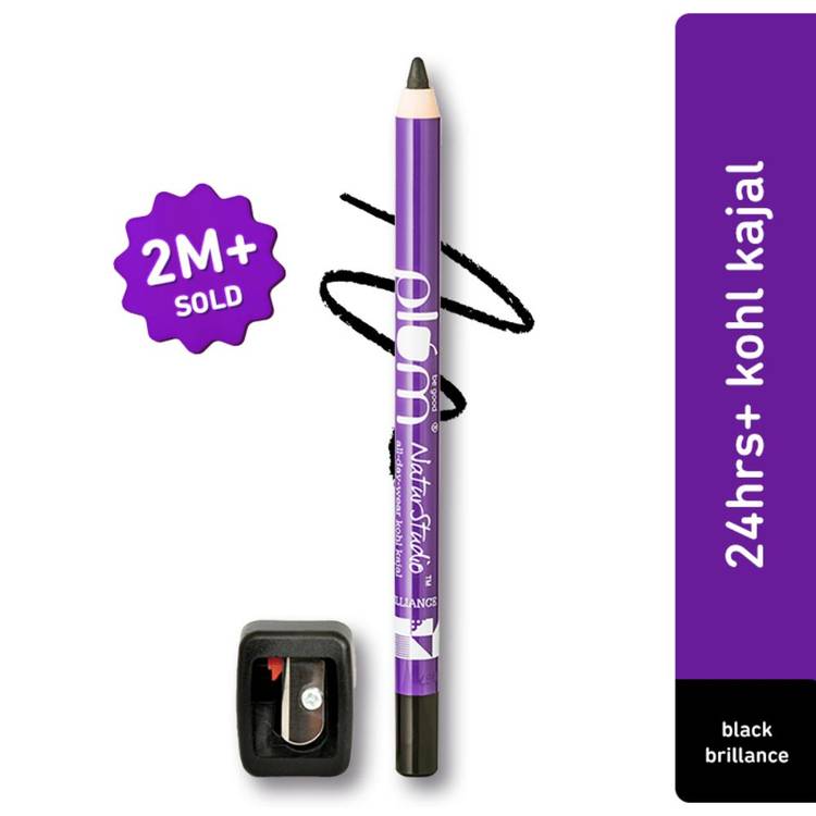 Plum Natur Studio All-Day-Wear Kohl Kajal - Black Brilliance With Free Sharpener (1.2g)