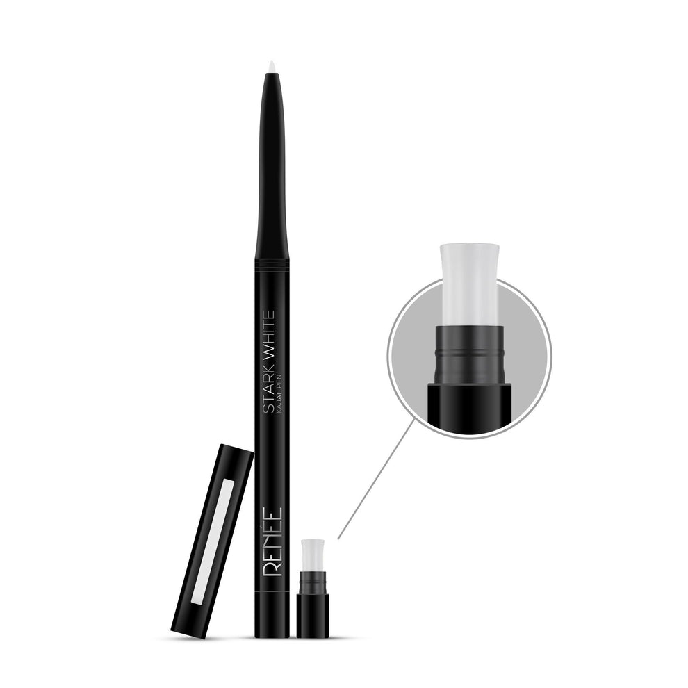 RENEE Stark White Kajal Pen with Sharpener