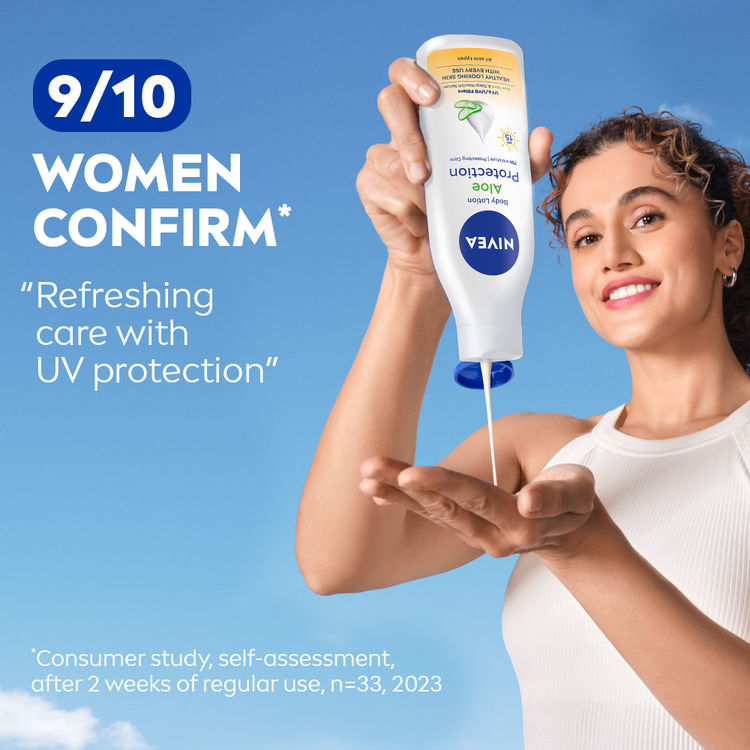 NIVEA Sunscreen lotion with SPF 15 & ALOEVERA- 5 in 1 COMPLETE CARE for 48H Moisturization
(200ml)
