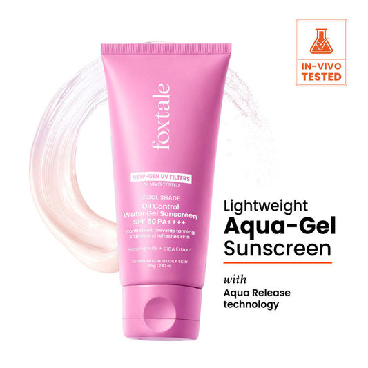 Foxtale SPF 50 Aqua-Gel Lightweight Sunscreen for Oily Skin, In-Vivo Tested PA++++, Matte Finish.
(80g)
