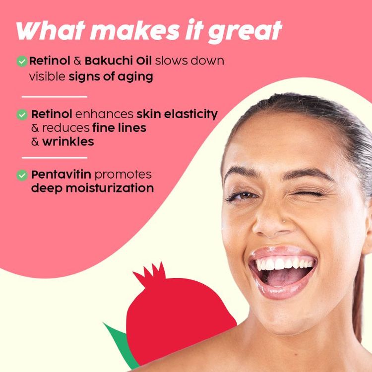 Plix
Pomegranate 0.6% Retinol & 0.2% Bakuchi Oil Night Face Serum To Reduce Fine Lines