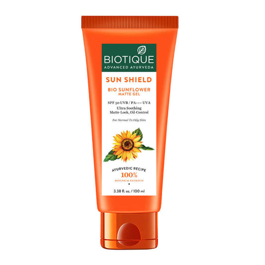 Biotique Sun Shield Sunflower Matte Gel Sunscreen SPF 50+ UVB/PA+++ UVA 100ml)