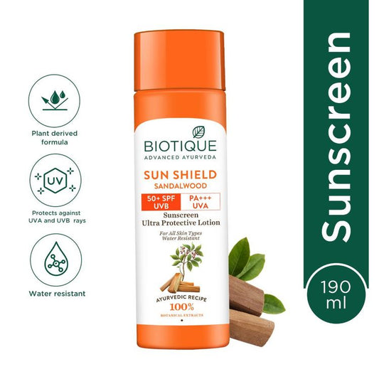 Biotique Bio Sun Shield Sandalwood Ultra Protective Face Lotion SPF 50+ Sunscreen(190ml)