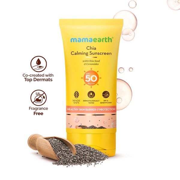 Mamaearth Chia Calming Sunscreen with Chia Seed & Ceramides for Hydrated Glow & Sun Protection - 50 g