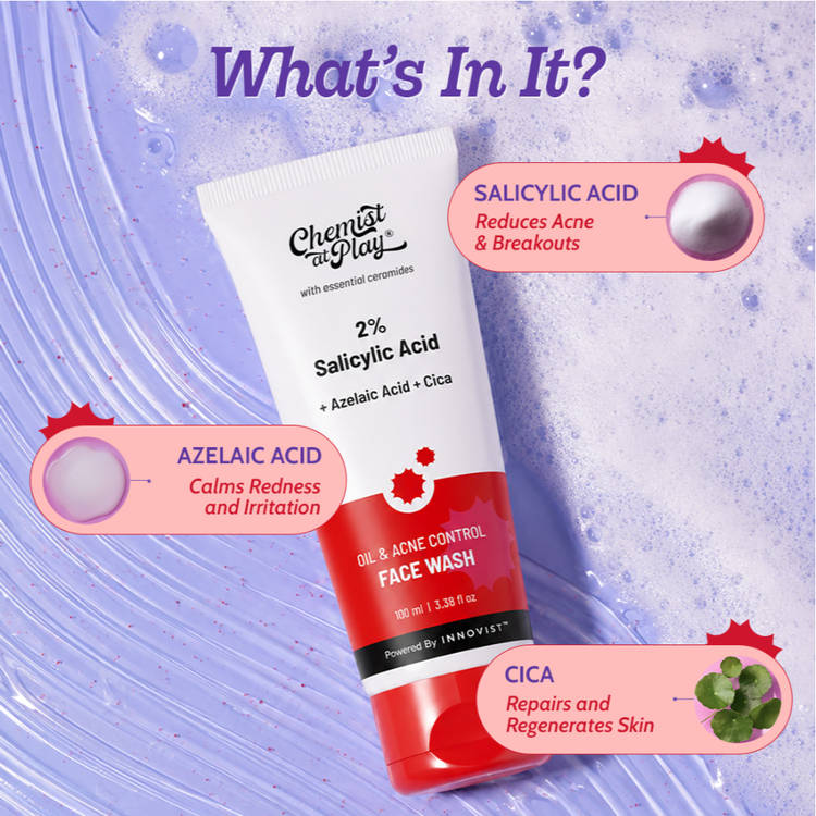 Chemist at Play 2% Salicylic Acid Face Wash For Oily Skin with Niacinamide Oil Cleanser for Face (100ml)