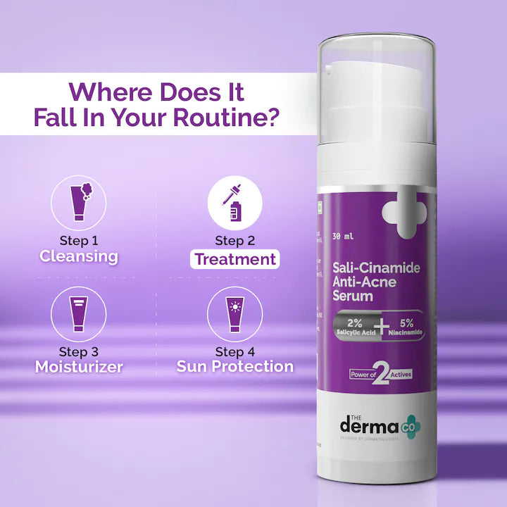 The Derma Co Sali-Cinamide Anti-Acne Serum with 2% Salicylic Acid & 5% Niacinamide - 30ml